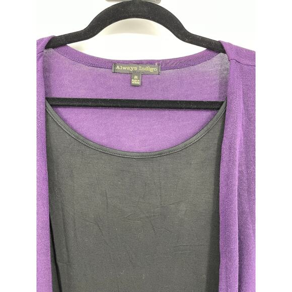 Always Indigo Purple Cardigan Sweater with Black Tank Top Womens Small NEW - Picture 3 of 12
